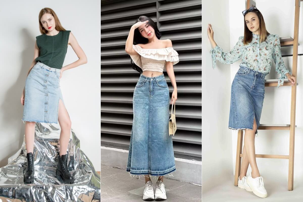 7 Cách Mix Đồ Với Chân Váy Jean Đẹp Mua Chân Váy Jean Giá Tốt